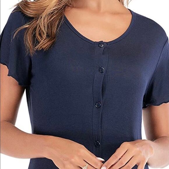 Women’s Soft Sleep Dress Small Navy Blue - Picture 2 of 4